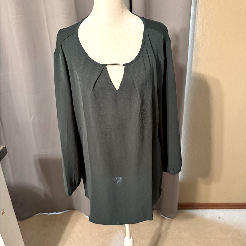 Hunter Green blouse by Fortune Ivy